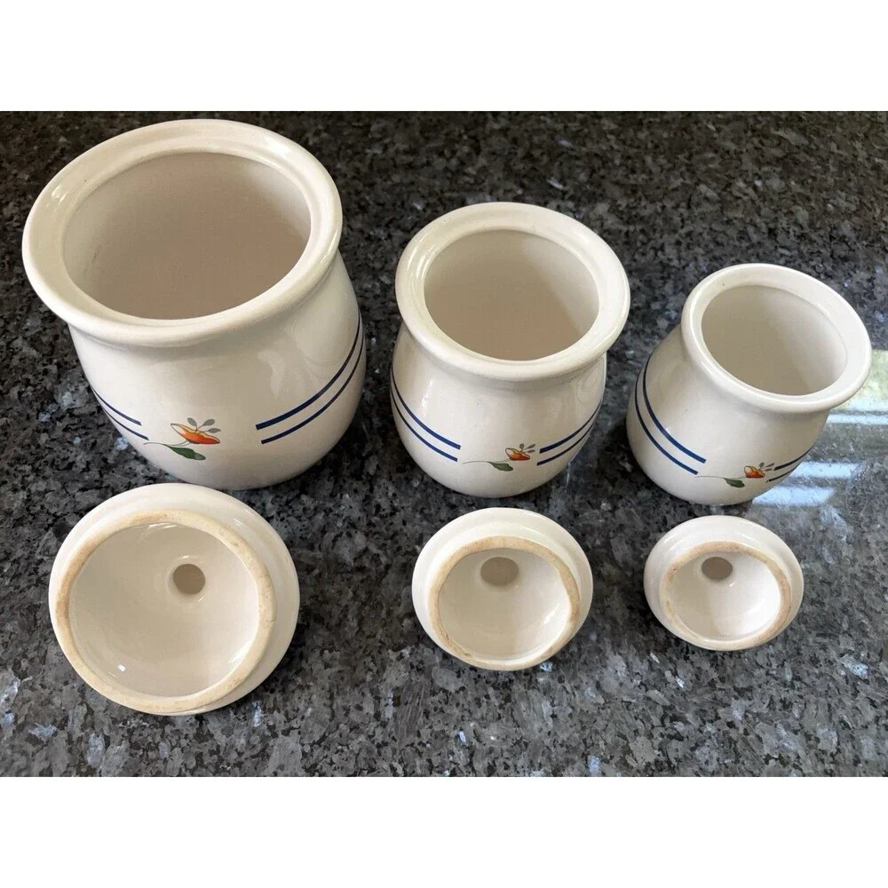 Vtg Floral Canister Set Set of 3 Ceramic Canisters Granny/Cottage Core 80s 90s